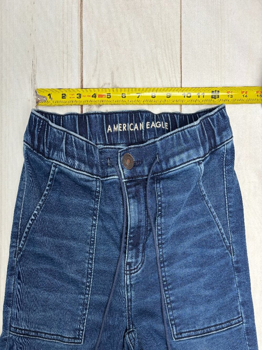 American Eagle Next Level Denim Joggers Women 4 Regular Mid Rise Stretch Blue - Picture 12 of 14